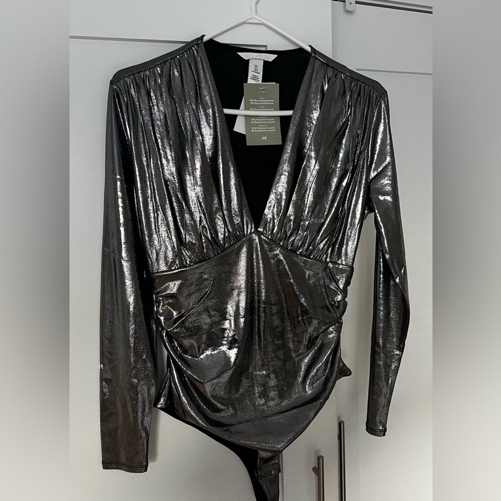 H&M silver body suit (L)